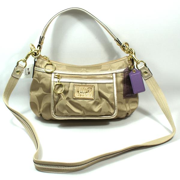 Coach Poppy Signature Sateen Groovy Shoulder/Swing Bag Khaki