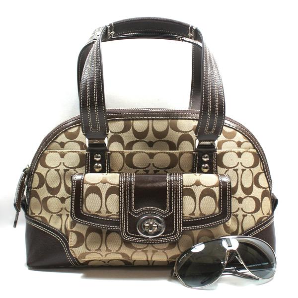 バッグ Coach Hampoton Bag Brown Signature Coach Hampton Signature Zip Satchel Bag Brown #13977 | Coach 13977