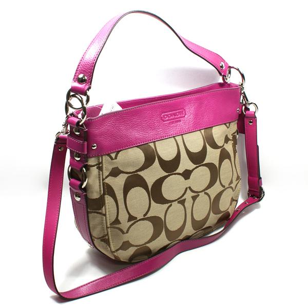 Coach Zoe Signature Convertible Hobo Bag Fuchsia #14708 | Coach 14708