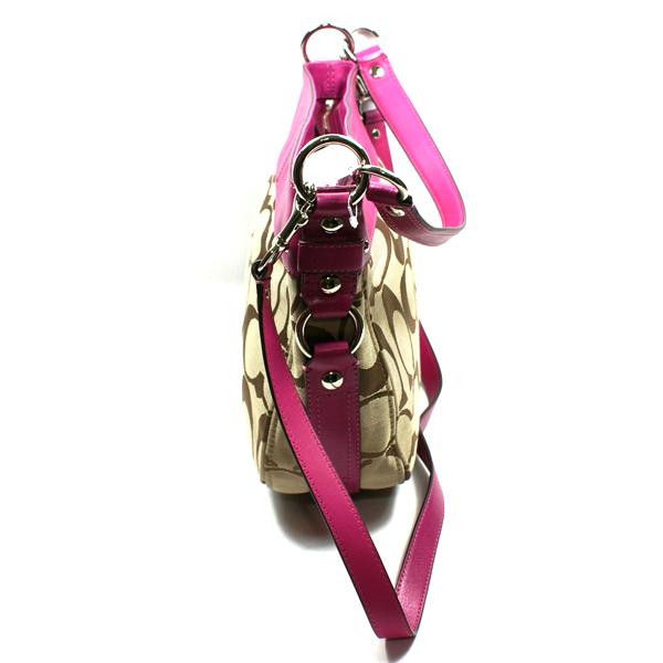 Coach Zoe Signature Convertible Hobo Bag Fuchsia #14708 | Coach 14708