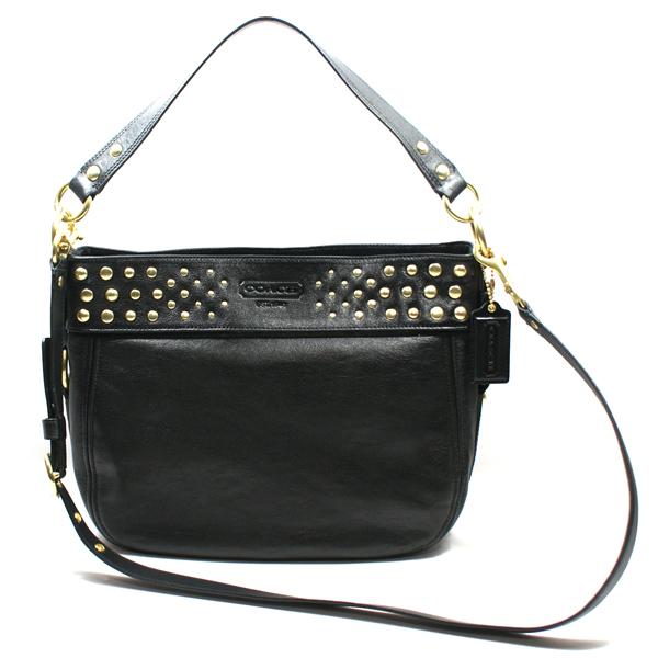 Coach Zoe Leather Stud Convertible Hobo Bag Black #15237 | Coach 15237