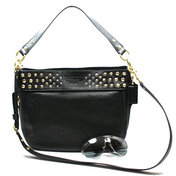 Coach Zoe Leather Stud Convertible Hobo Bag Black #15237 | Coach 15237