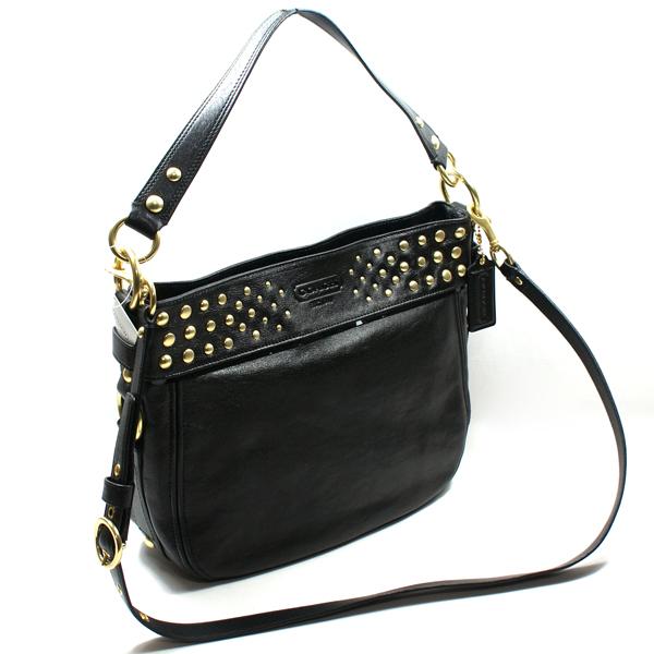Coach Zoe Leather Stud Convertible Hobo Bag Black 15237 Coach 15237