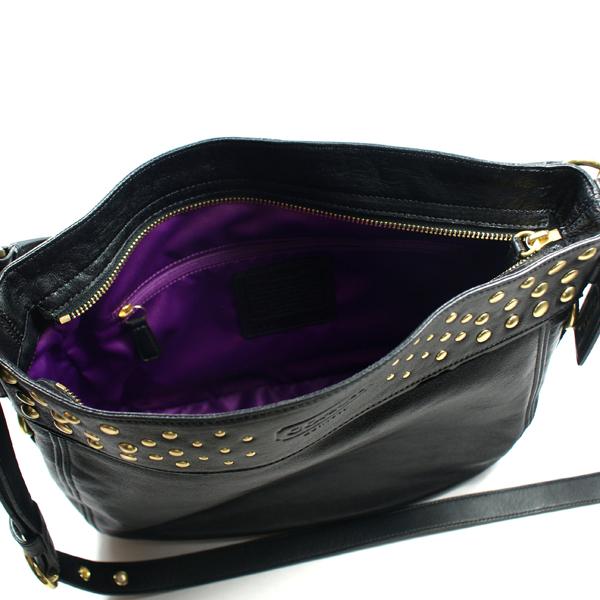 Coach Zoe Leather Stud Convertible Hobo Bag Black #15237 | Coach 15237