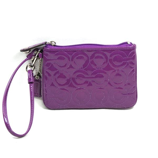 Coach GRM Patent Leather Embossed Wristlet Purple 42963 Coach 42963
