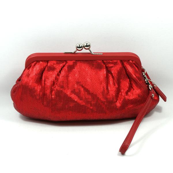 Coach OCC Sequin Red Large Wristlet/ Clutch Bag/ Evening Bag 44475