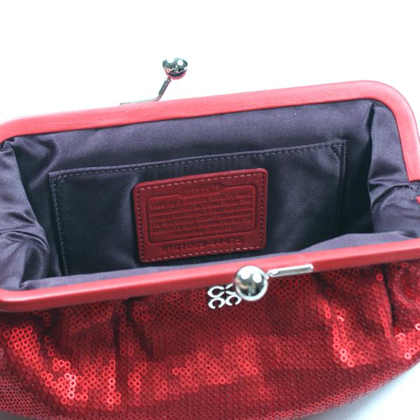 Coach OCC Sequin Red Large Wristlet/ Clutch Bag/ Evening Bag 44475