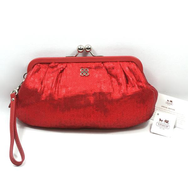 Coach OCC Sequin Red Large Wristlet/ Clutch Bag/ Evening Bag 44475