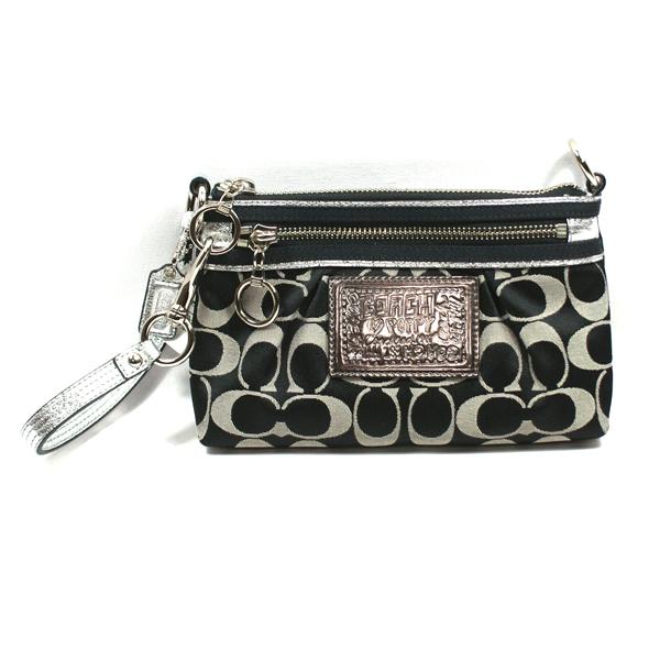 Coach Poppy Signature Large Wristlet/Clutch Black 44021 Coach 44021