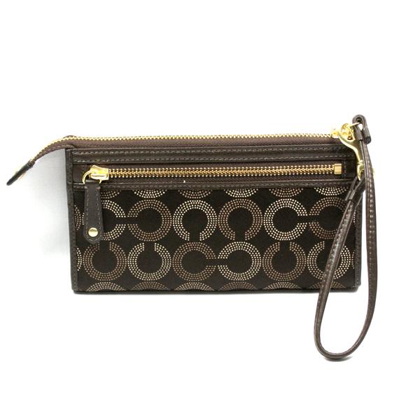 Coach Madison Dotted Zippy Wallet/ Wristlet/ Clutch Brown #44422
