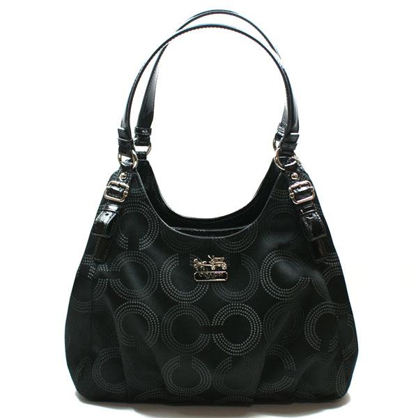 Coach Madison Dots Opt Art Maggie Shoulder Bag Black #16505