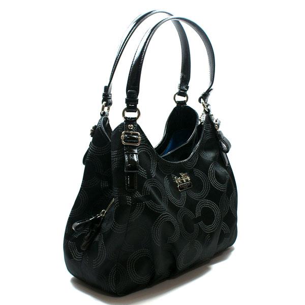 Coach Madison Dots Opt Art Maggie Shoulder Bag Black #16505