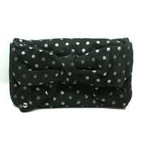 Black Bow Suede Flair Polka dots Large Clutch
