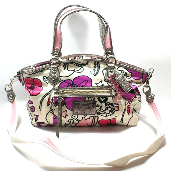Coach Poppy Petal Print Lurex Rocker Satchel/ Shoulder Bag #16308