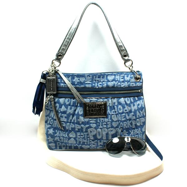 バッグ Vintage Coach Poppy Word Block Denim Bag Rare denim coach poppy - Gem
