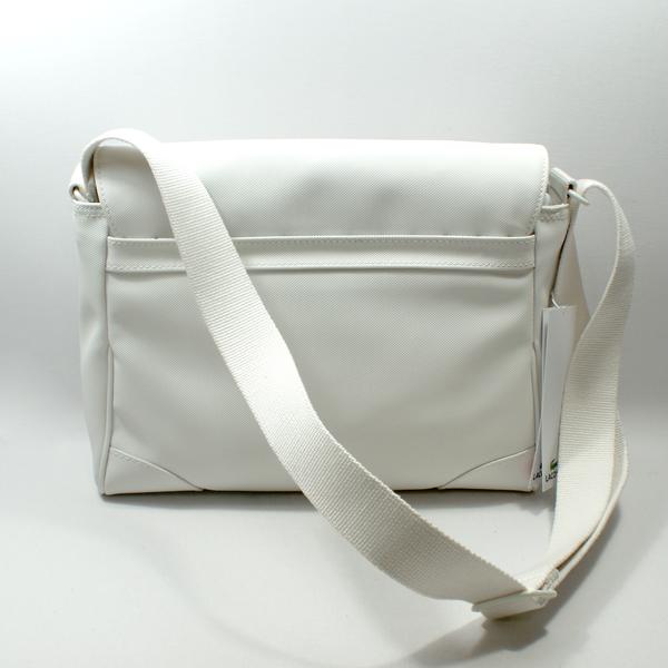 Lacoste White PVX Pique Satchel/ Crossbody/ Messenger Bag #NF0002NC