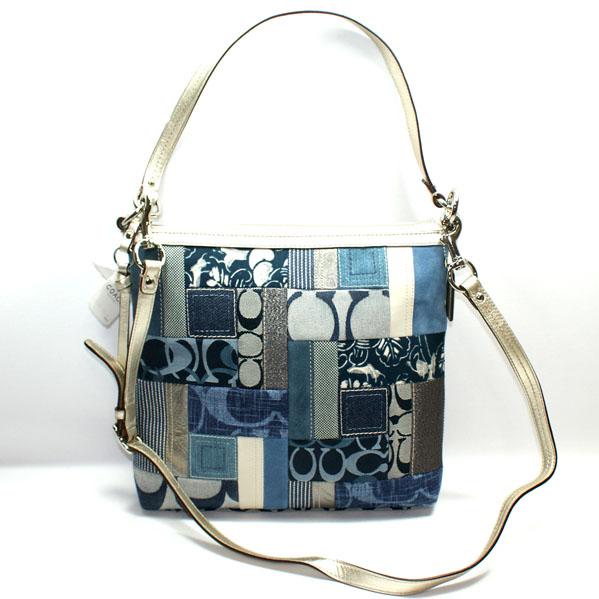 Home Coach Signature Patchwork Convertible Shoulder Bag Denim