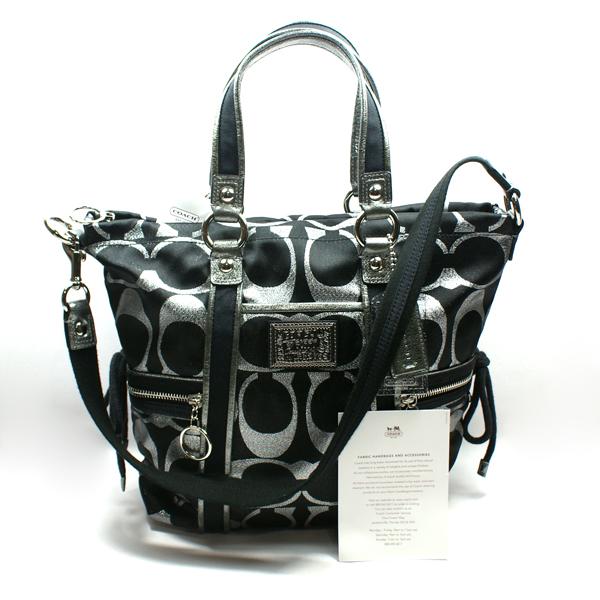 Coach Poppy Signature Sateen Spotlight Satchel/Shoulder Bag Black