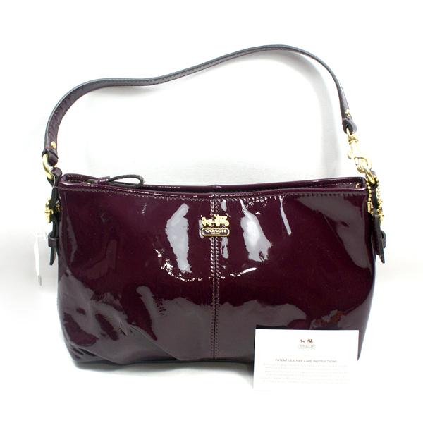 Coach Madison Patent Leather Demi Small Handbag/ Pouch Plum