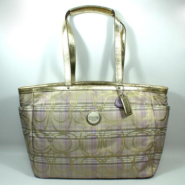 Coach Signature Plaid Tartan MultiFunction Tote/ Diaper Bag 17137