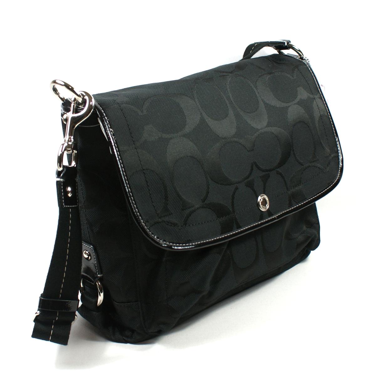 Coach Daisy Nylon Signature Messenger Bag/ Laptop Bag Black #16553 | Coach 16553