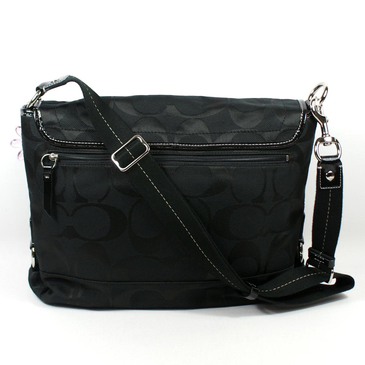 Coach Daisy Nylon Signature Messenger Bag/ Laptop Bag Black #16553 | Coach 16553