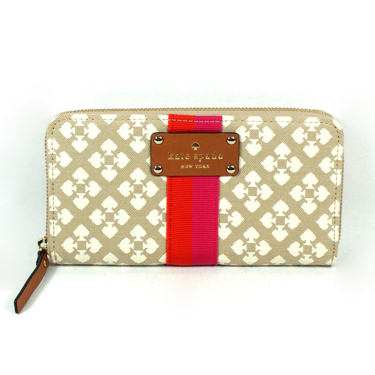 Kate Spade Neda Classic Spade Zip Around Wallet Stucco WLRU1187 Kate