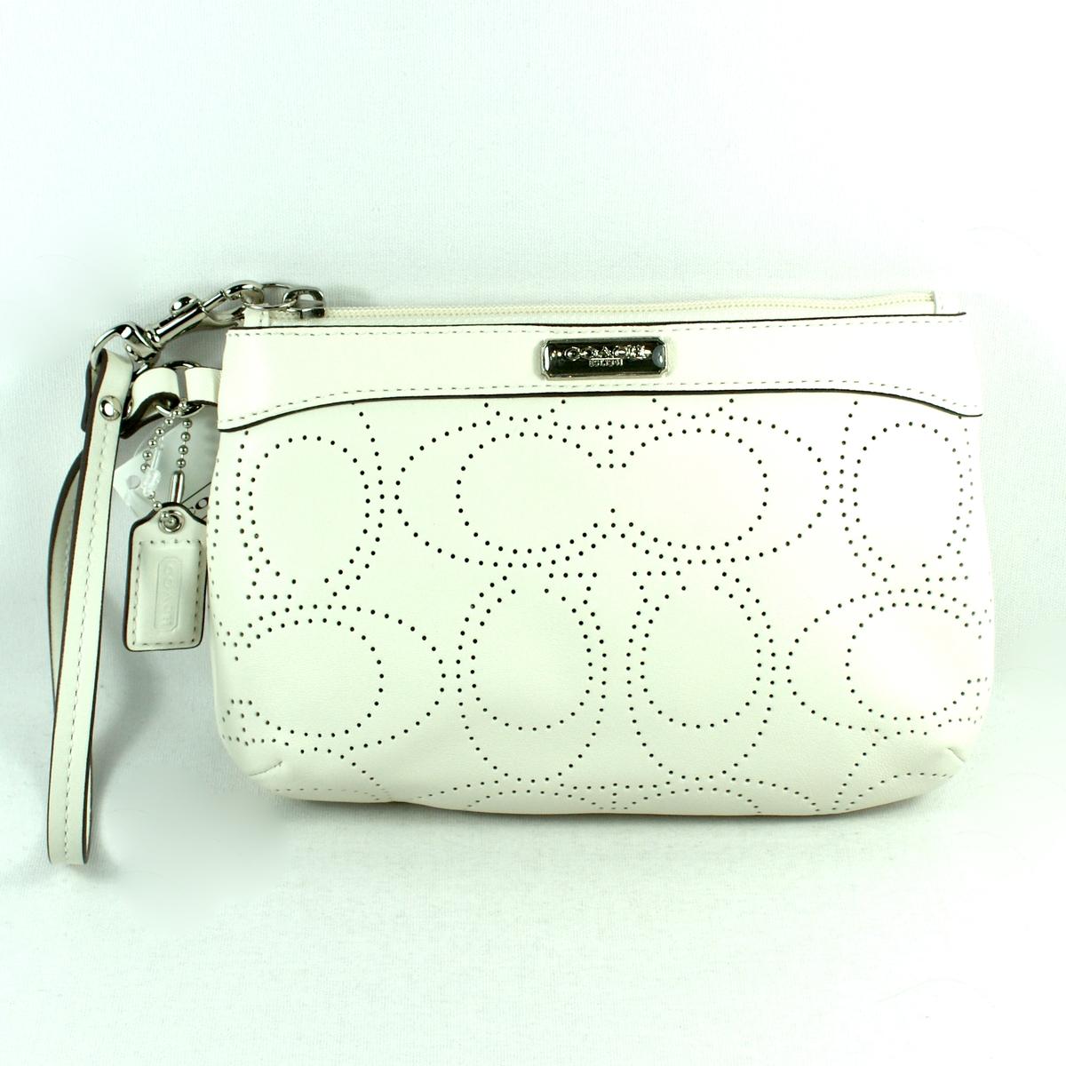 Coach Perforated Medium Wristlet White 47330 Coach 47330