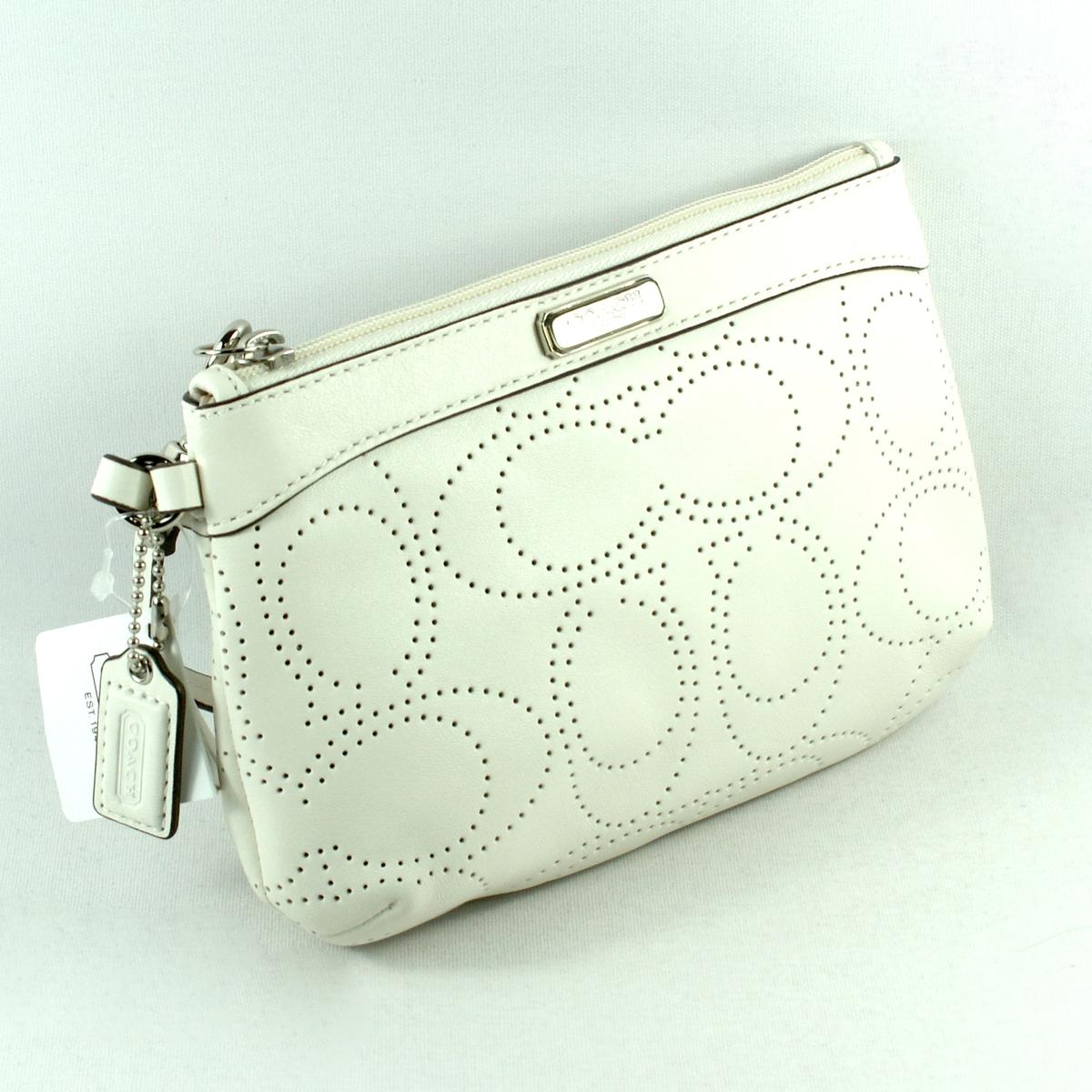 Coach Perforated Medium Wristlet White 47330 Coach 47330