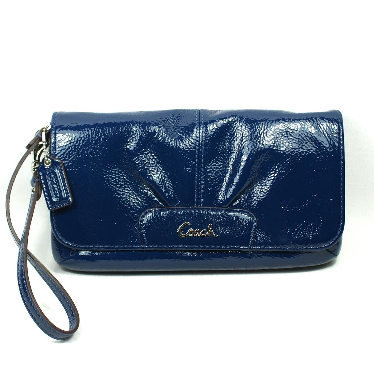 blue patent leather coach purse