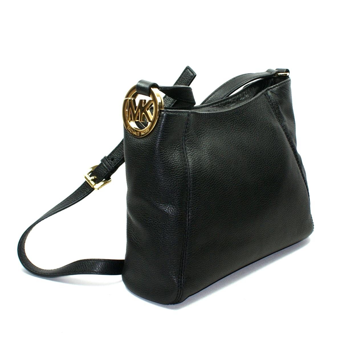 Michael Kors Fulton Black Genuine Leather Medium Crossbody/ Swing Bag #38T2CFTM2L | Michael Kors ...