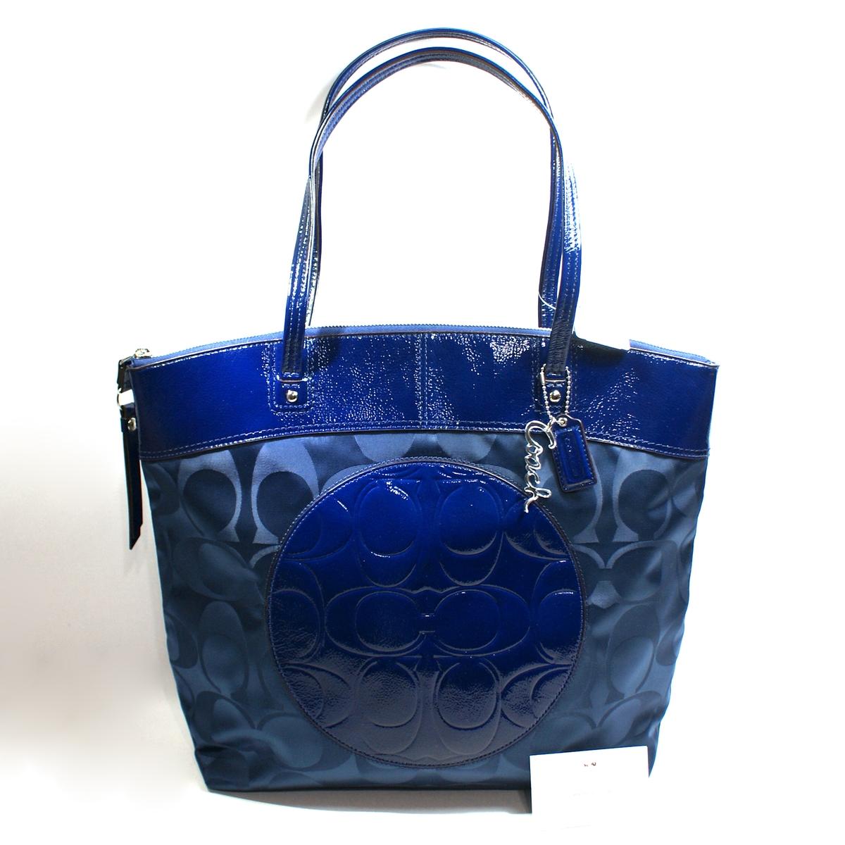 Home Coach Laura Signature Navy Blue Nylon Tote Shoulder Bag Home Coach Laura Signature Navy Blue Nylon Tote Shoulder Bag