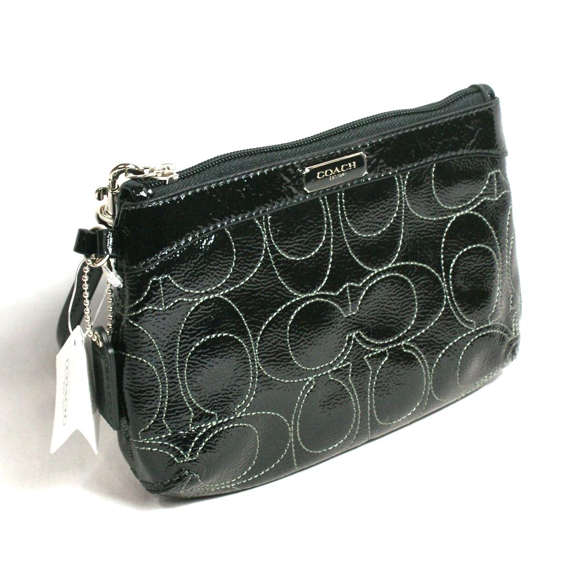 Chloe Signature Patent Leather Medium Wristlet Black 47780 Coach 47780