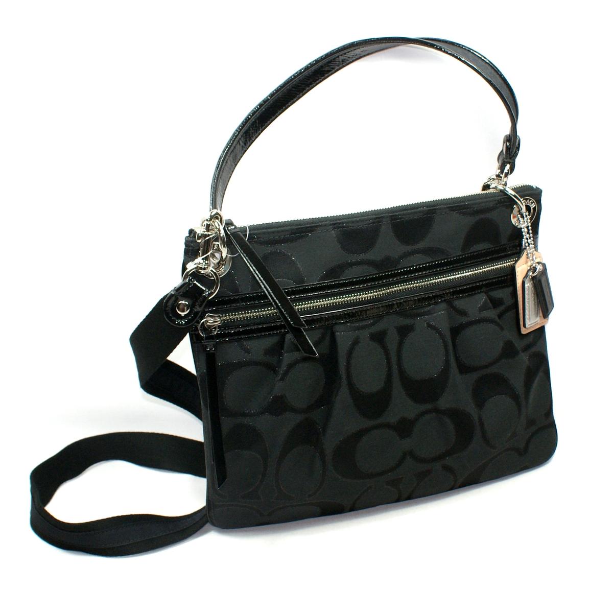 Coach Poppy Multi Signature Sateen Hippie Shoulder/ Crossbody Bag Black #19131 | Coach 19131