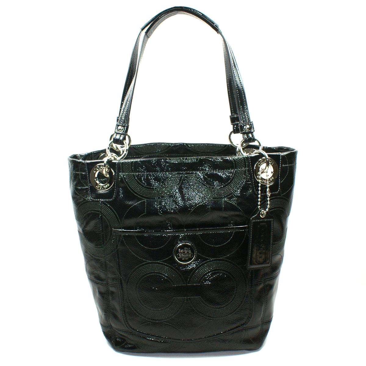 Coach Alex Stitched Patent Leather Tote bag Black #14265M | Coach 14265M