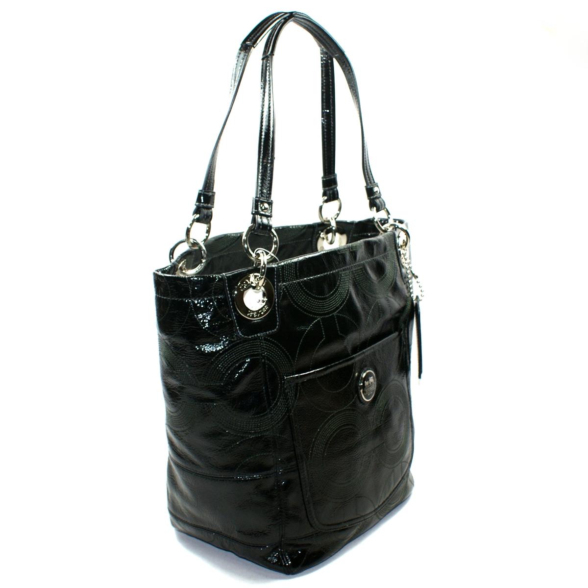 Coach Alex Stitched Patent Leather Tote bag Black #14265M | Coach 14265M