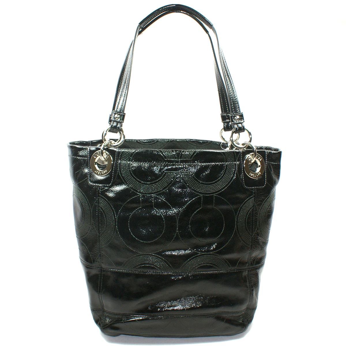 Coach Alex Stitched Patent Leather Tote bag Black #14265M | Coach 14265M