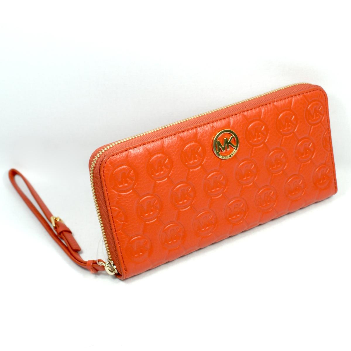 Michael Kors Monogram Embossed Continental Genuine Leather Wallet