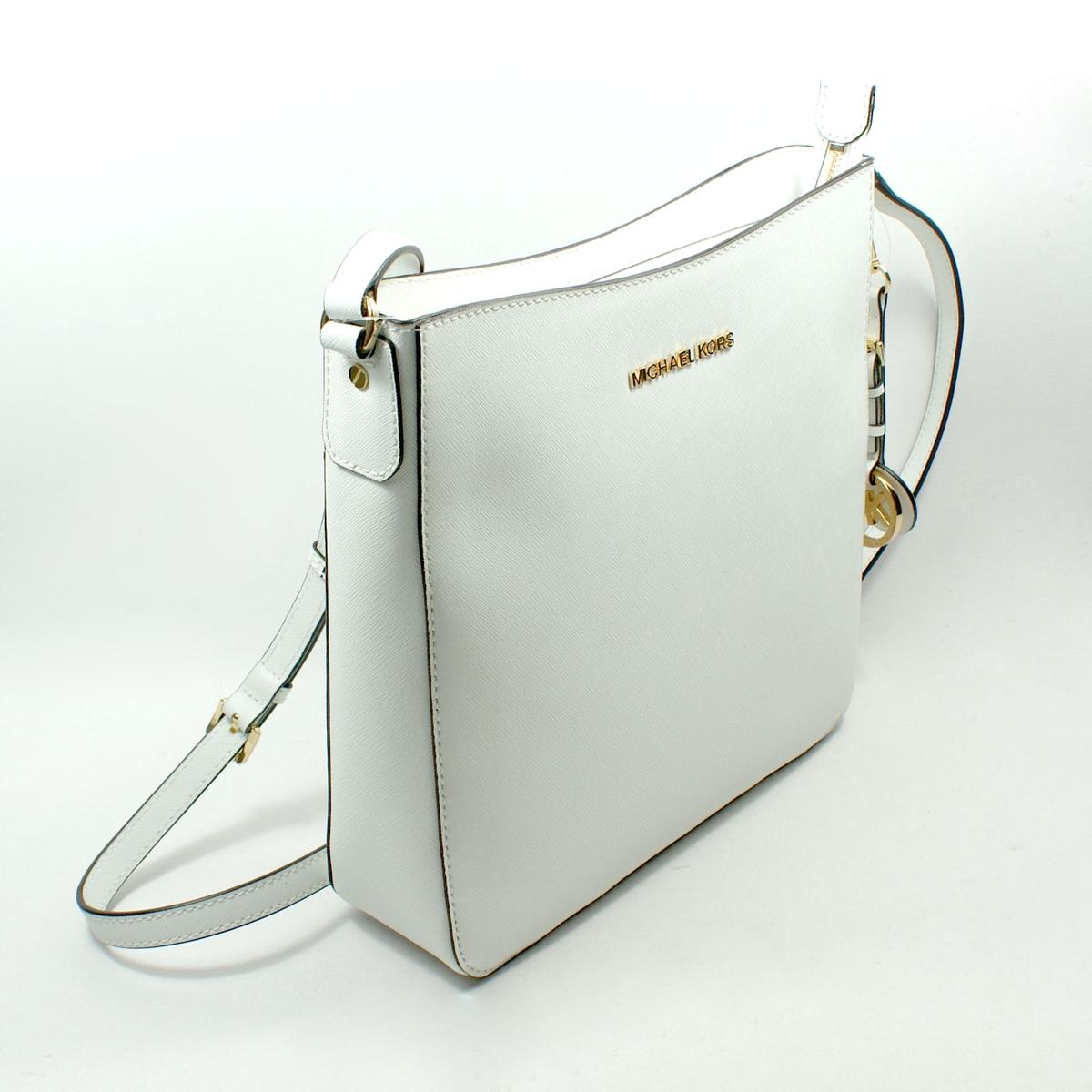 MIchael Kors Jet Set Travel White Leather Messenger/ Crossbody Bag #30T2GTVM3L | Michael Kors ...