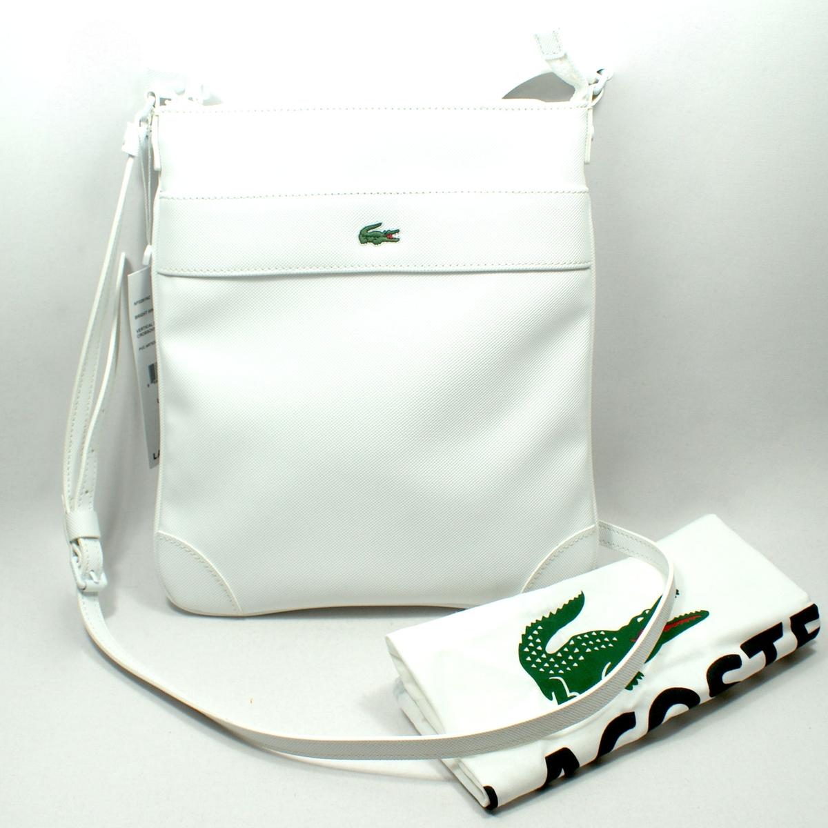 Lacoste Bright White Vertical Flat Crossover Bag/ Crossbody Bag #NF0281NC | Lacoste NF0281NC