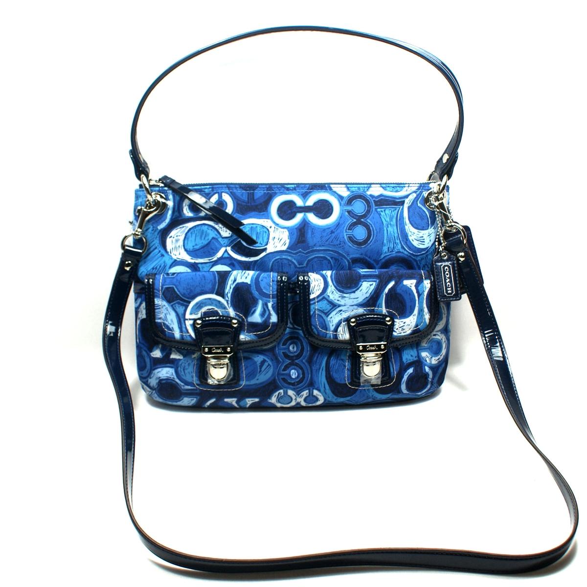 Coach Poppy Denim Print Double Pocket Hippie Shoulder Bag Coach Poppy Denim Print Double Pocket Hippie Shoulder Bag