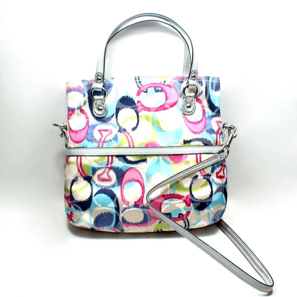 Coach Poppy IKAT Signature Foldover Crossbody Bag/ Handbag #19873