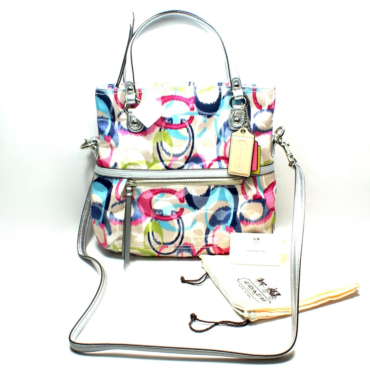 Coach Poppy IKAT Signature Foldover Crossbody Bag/ Handbag #19873