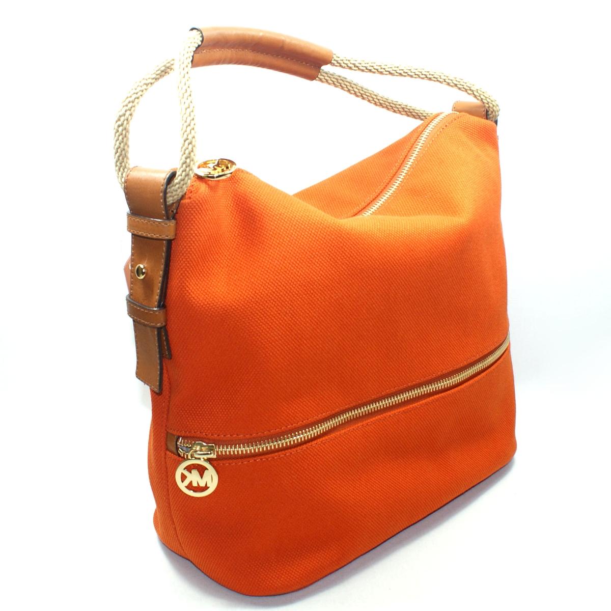 Michael Kors Marina Turquoise Large Shoulder Canvas Hobo/ Shoulder Bag