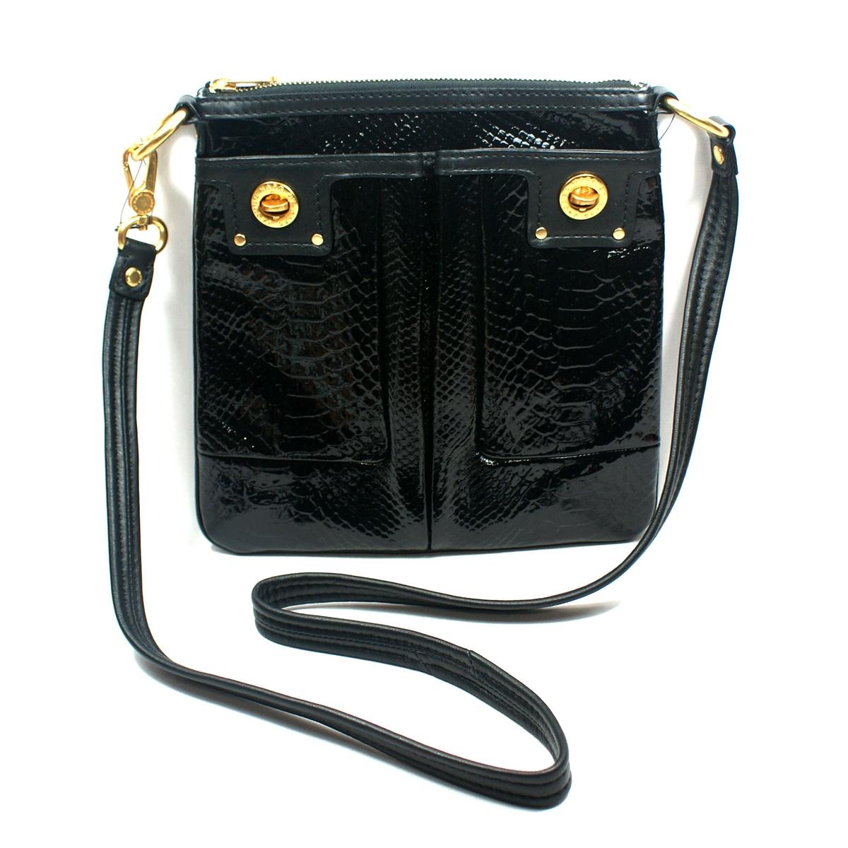 Marc By Marc Jacobs Sia Black Python Patent Leather Crossbody Bag