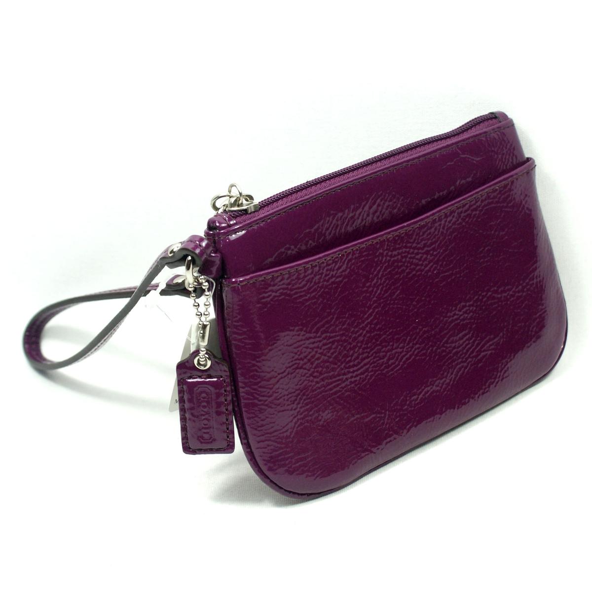 Coach Patent Leather Small Wristlet Plum 47782 Coach 47782