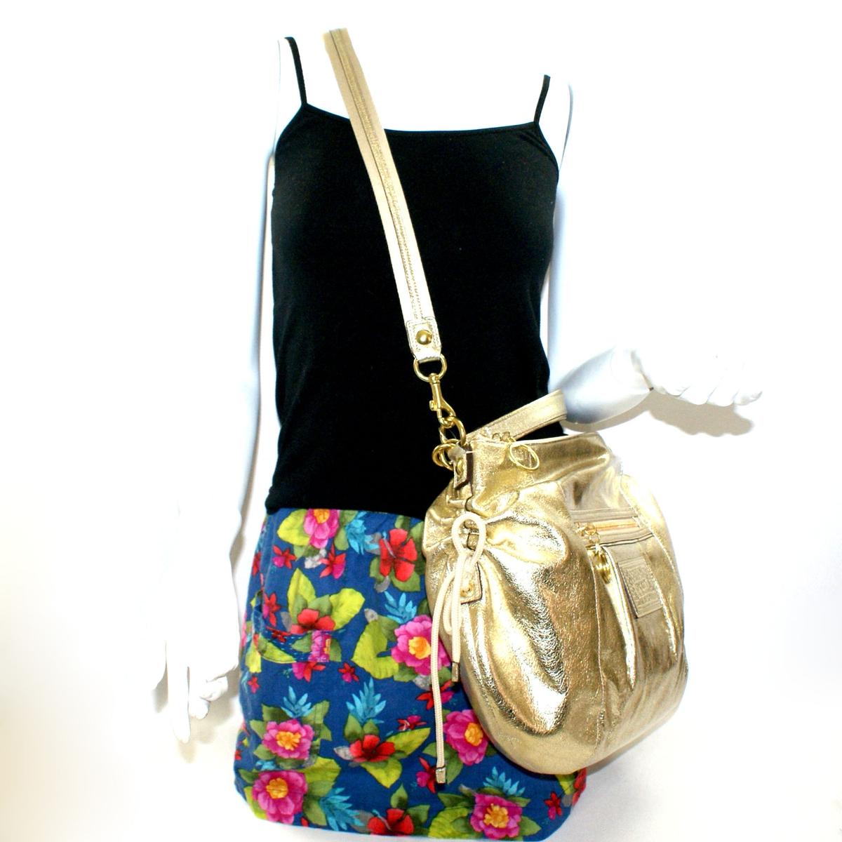 Coach Poppy Leather Jazzy Hobo/ Cross Body Bag Gold #20384E