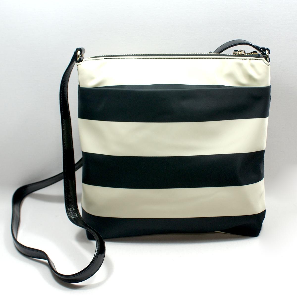 Kate Spade Victoria Cambridge Stripe Nylon Black/ White Cross Body Bag #WKRU1669 | Kate Spade ...