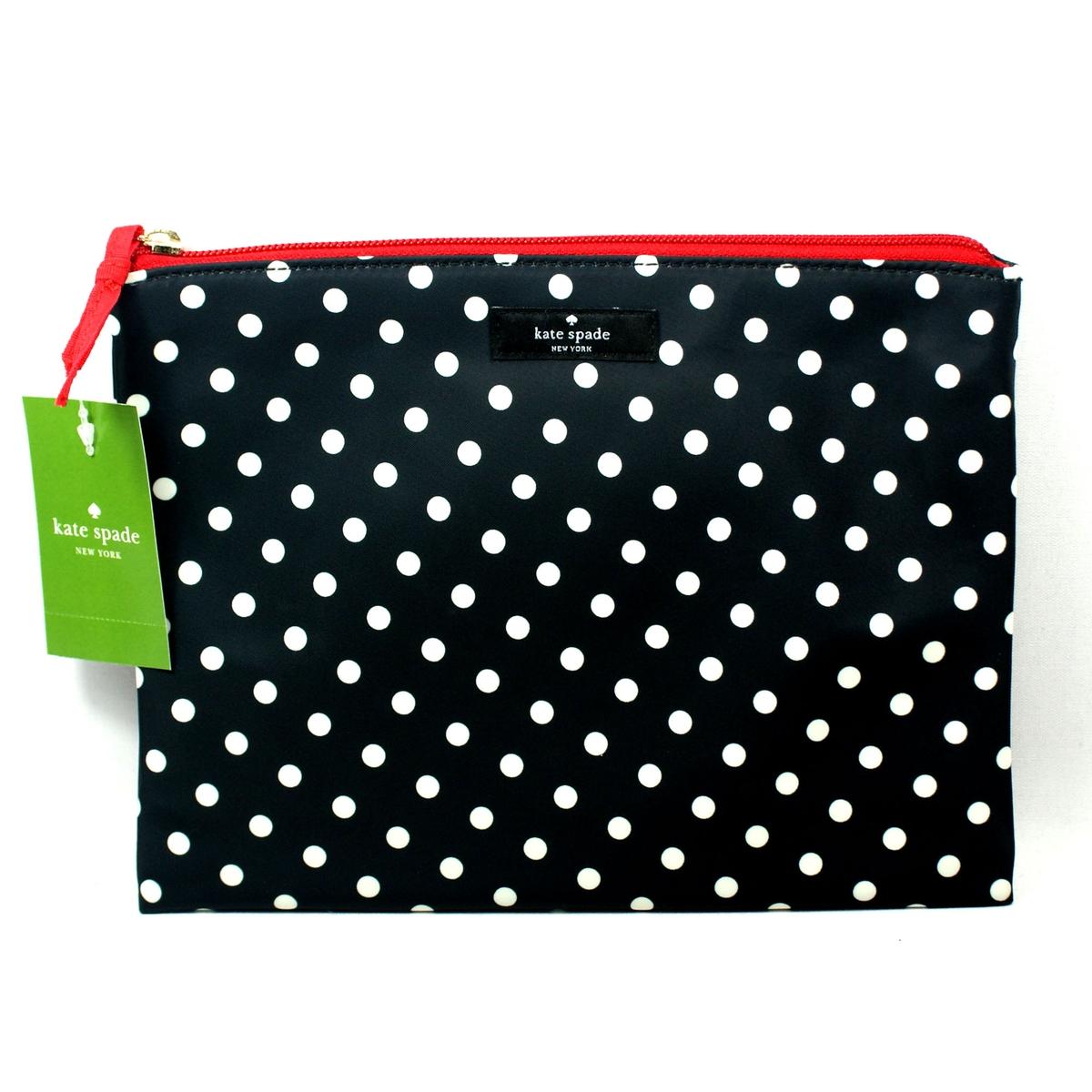 Kate Spade Spot Nylon Large Flat Pouch/ Cosmetic Bag WLRU1333 Kate