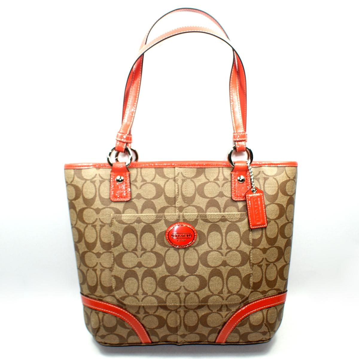 Coach Peyton Heritage Signature Tote Persimmon #18917 | Coach 18917